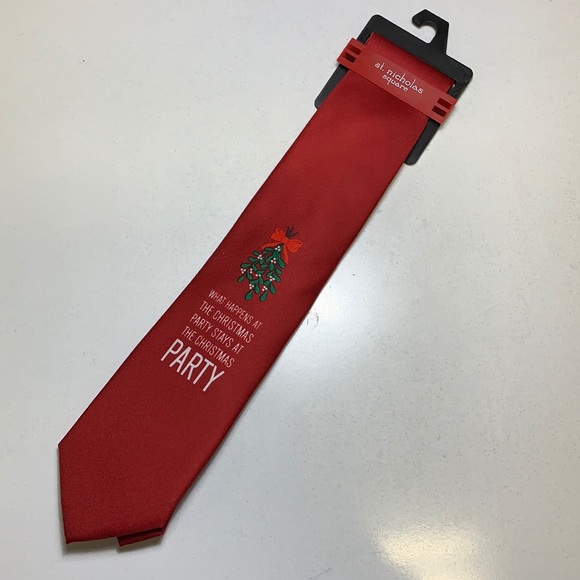 🎄Red St. Nicholas Square Tie NWT - Picture 2 of 7